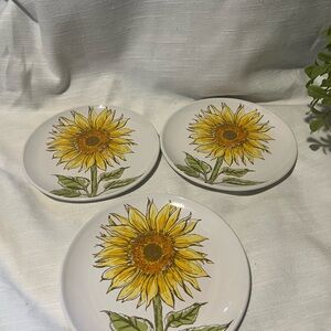 Sunflower Ceramic Plates - Set of 3